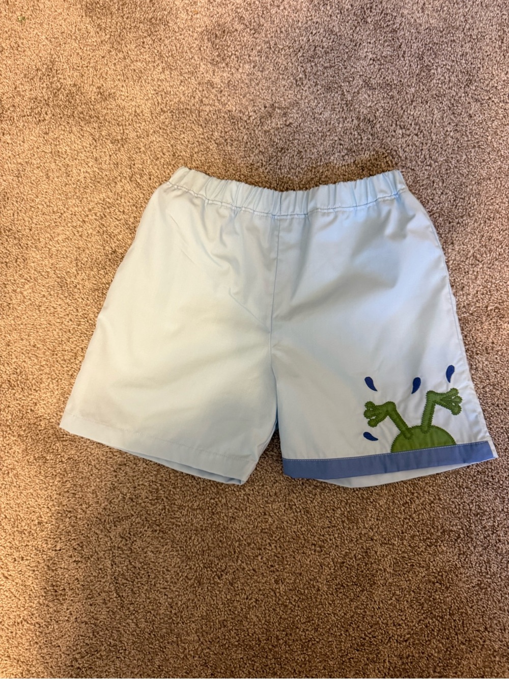 The Beaufort Bonnet Company Light Blue Kids Shorts with Green Frog